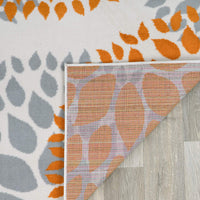 Floral Orange Gray Area Rugs