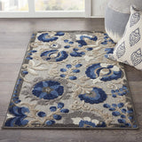 Indoor/Outdoor Floral Natural/Blue Area Rug