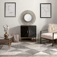 Baldosa Grey & Ivory Boxes & Stripes Abstract Geometric Pattern Area Rug