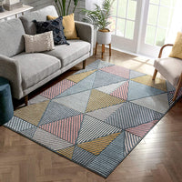 Multi Modern Geometric Boxes Triangles Pattern Area Rug