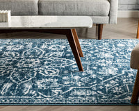 Dazzle DISA Vintage Medallion Light Blue Soft Area Rug