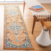 Boho Chic Medallion Distressed Soft Area Rug, Orange / Teal