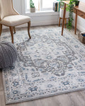 Boer Grey Oriental Medallion Pattern Area Rug