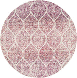 Geometric Trellis Distressed Cream/Fuchsia Soft Area Rug