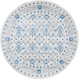 Oriental Damask Trellis Area Rug, Ivory Blue