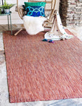 Casual Transitional Indoor Outdoor Flatweave Rust Red Area Rug