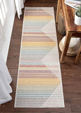 Onwa Soft Pastel Ivory Multi Color Chevron Triangle Stripes Geometric Soft Area Rug