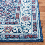 Damask Trellis Soft Area Rug, Navy / Red