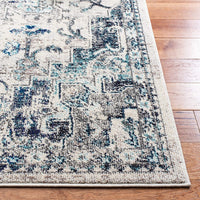 Boho Chic Medallion Distressed Soft Area Rug, Ivory / Grey
