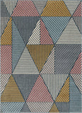 Multi Modern Geometric Boxes Triangles Pattern Area Rug