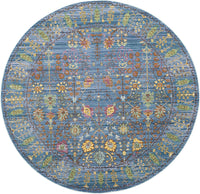 Boho Chic Distressed Area Rug, Blue / Multi