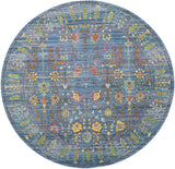 Boho Chic Distressed Area Rug, Blue / Multi