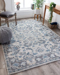 Jenner Grey Oriental Floral Pattern Area Rug