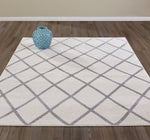 Ivory Gray/Grey Trellis Area Rugs