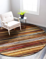 Modern Multi Striped Contemporary Beige Area Rug