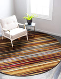 Modern Multi Striped Contemporary Beige Area Rug