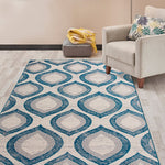 Trellis Cream Teal Blue Area Rug