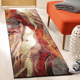 Modern Abstract Glacier Soft Area Rug, Red / Multi