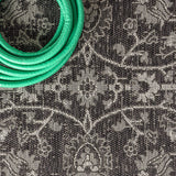 Palazzo Vine Border Textured Weave Indoor /Outdoor Area Rugs Black/Gray
