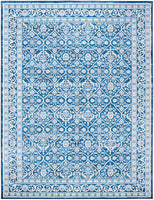 Oriental Damask Trellis Area Rug, Navy/light grey