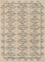 Sturl Beige & Blue Indoor/Outdoor Flat Weave Pile Nordic Diamond Pattern Area Rug