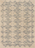 Sturl Beige & Blue Indoor/Outdoor Flat Weave Pile Nordic Diamond Pattern Area Rug