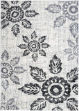 Distressed Floral Soft Ivory Gray Shag Area Rug