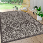 Malta Bohemian Medallion Textured Weave Indoor/Outdoor Black/Gray Area Rug