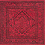 Oriental Vintage Distressed Medallion Red/Black Soft Area Rug