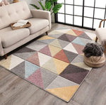 Plano Soft Pastel Multi Color Triangle Boxes & Squares Geometric Area Rug