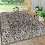 Palazzo Vine Border Textured Weave Indoor /Outdoor Area Rugs Black/Gray