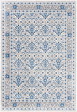 Oriental Damask Trellis Area Rug, Ivory Blue