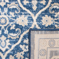 Oriental Damask Trellis Area Rug, Navy/light grey