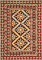 Safavieh Veranda Collection VER099 Boho Indoor/ Outdoor Non-Shedding Stain Resistant Patio Backyard Area Rug, 8' x 11', Red / Natural