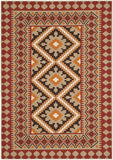 Safavieh Veranda Collection VER099 Boho Indoor/ Outdoor Non-Shedding Stain Resistant Patio Backyard Area Rug, 8' x 11', Red / Natural