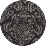 Damask Plush 1.2-inch Thick Area Rug, Dark Brown / Smoke