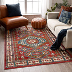 Perry Crimson Southwestern Medallion Area Rug