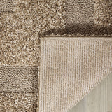 Box Border Beige Thick Plush Shag Area Rug