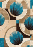 Modern Geometric Blue, Beige, Brown Comfy Hand Carved Area Rugs