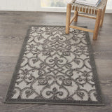 Floral Grey Charcoal Indoor/Outdoor Area Rug