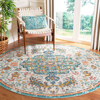 Boho Chic Medallion Distressed Area Rug, Grey / Light Blue