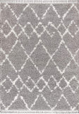 Mercer Plush Tassel Moroccan Tribal Geometric Trellis Grey/Cream Shag Area Rug