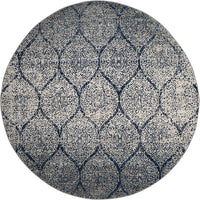 Geometric Trellis Distressed Navy/Silver Soft Area Rug