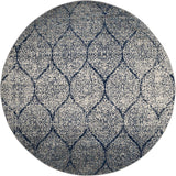 Geometric Trellis Distressed Navy/Silver Soft Area Rug