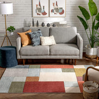 Multi-color Modern Geometric Boxes Pattern Area Rug