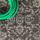 Malta Bohemian Medallion Textured Weave Indoor/Outdoor Black/Gray Area Rug