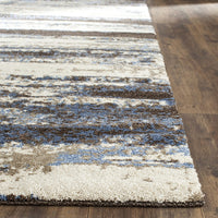 Retro Collection Modern Abstract Soft Area Rug Cream / Blue