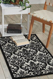 Damask Contemporary Soft Area Rug, Black/White