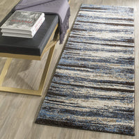 Retro Collection Modern Abstract Soft Area Rug Cream / Blue