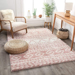 Tribal Diamond Stripes Pink Soft Shag Area Rug